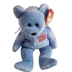 Ty Beanie Baby Red Cross 9/11 Memorial America Blue Bear 2001 Plush Stuffed Toy
